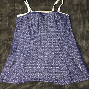 Swimsuits For All Purple and White Patterned One-Piece Swimdress